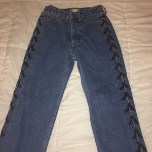 Straight Lace-Up Ankle Jeans